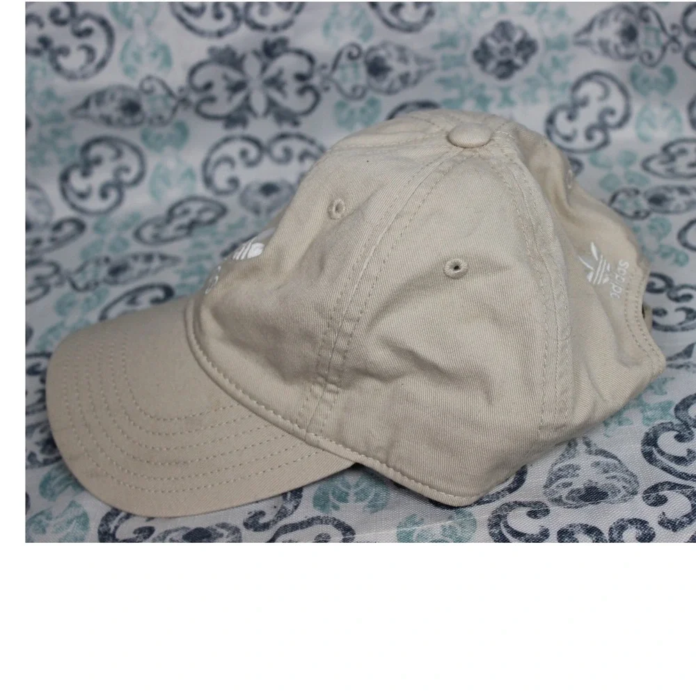 Adidas Trefoil Baseball Cap‎ Beige Cotton Adjustable Strap Logo